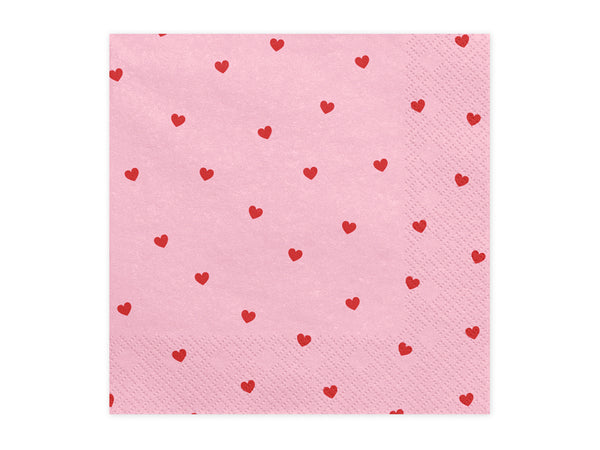 Napkins Hearts, light pink